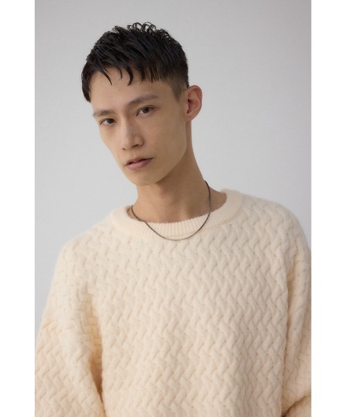 AZUL by moussy（アズールバイマウジー）の「バスケット編み切り替えニットトップス（ニット/セーター・メンズ・ブラウン/グレー/オフホワイト/ブラック・MEDIUM/LARGE）」の17枚目の写真