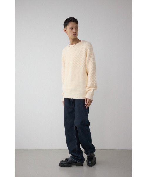 AZUL by moussy（アズールバイマウジー）の「バスケット編み切り替えニットトップス（ニット/セーター・メンズ・ブラウン/グレー/オフホワイト/ブラック・MEDIUM/LARGE）」の19枚目の写真