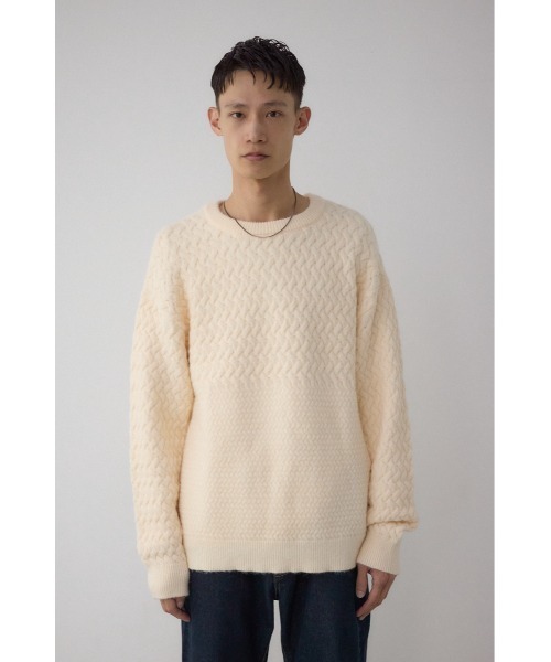 AZUL by moussy（アズールバイマウジー）の「バスケット編み切り替えニットトップス（ニット/セーター・メンズ・ブラウン/グレー/オフホワイト/ブラック・MEDIUM/LARGE）」の20枚目の写真