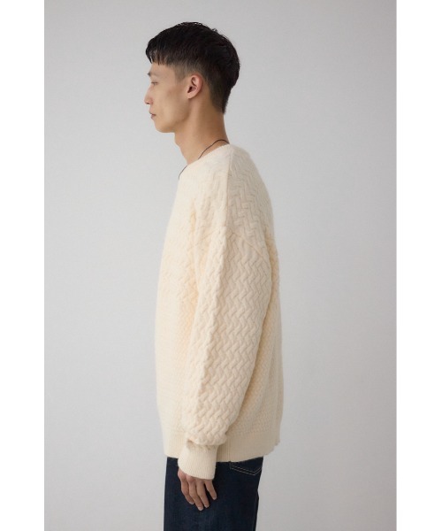 AZUL by moussy（アズールバイマウジー）の「バスケット編み切り替えニットトップス（ニット/セーター・メンズ・ブラウン/グレー/オフホワイト/ブラック・MEDIUM/LARGE）」の21枚目の写真