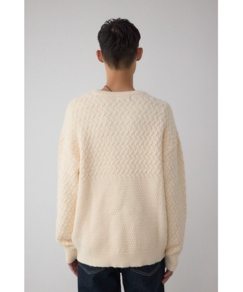 AZUL by moussy（アズールバイマウジー）の「バスケット編み切り替えニットトップス（ニット/セーター・メンズ・ブラウン/グレー/オフホワイト/ブラック・MEDIUM/LARGE）」の22枚目の写真