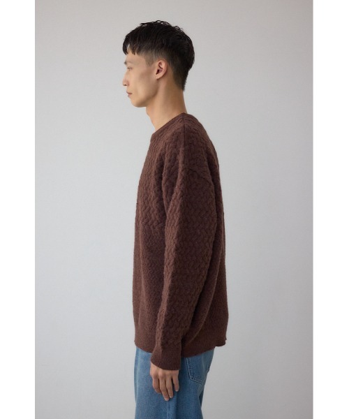 AZUL by moussy（アズールバイマウジー）の「バスケット編み切り替えニットトップス（ニット/セーター・メンズ・ブラウン/グレー/オフホワイト/ブラック・MEDIUM/LARGE）」の10枚目の写真