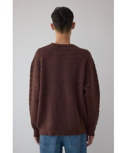 AZUL by moussy（アズールバイマウジー）の「バスケット編み切り替えニットトップス（ニット/セーター・メンズ・ブラウン/グレー/オフホワイト/ブラック・MEDIUM/LARGE）」の11枚目の写真