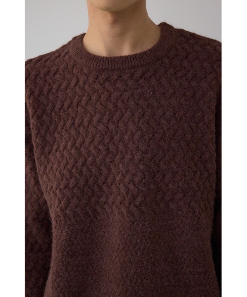 AZUL by moussy（アズールバイマウジー）の「バスケット編み切り替えニットトップス（ニット/セーター・メンズ・ブラウン/グレー/オフホワイト/ブラック・MEDIUM/LARGE）」の12枚目の写真