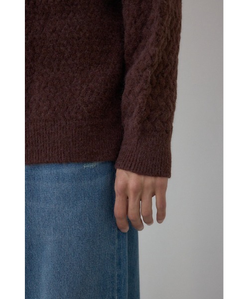 AZUL by moussy（アズールバイマウジー）の「バスケット編み切り替えニットトップス（ニット/セーター・メンズ・ブラウン/グレー/オフホワイト/ブラック・MEDIUM/LARGE）」の14枚目の写真