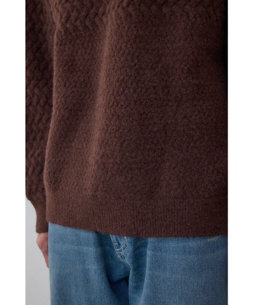 AZUL by moussy（アズールバイマウジー）の「バスケット編み切り替えニットトップス（ニット/セーター・メンズ・ブラウン/グレー/オフホワイト/ブラック・MEDIUM/LARGE）」の15枚目の写真