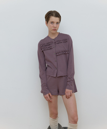 Majournee（マジョネ）の「STRIPE FRILL CARDIGAN_GREY（カーディガン/ボレロ）」