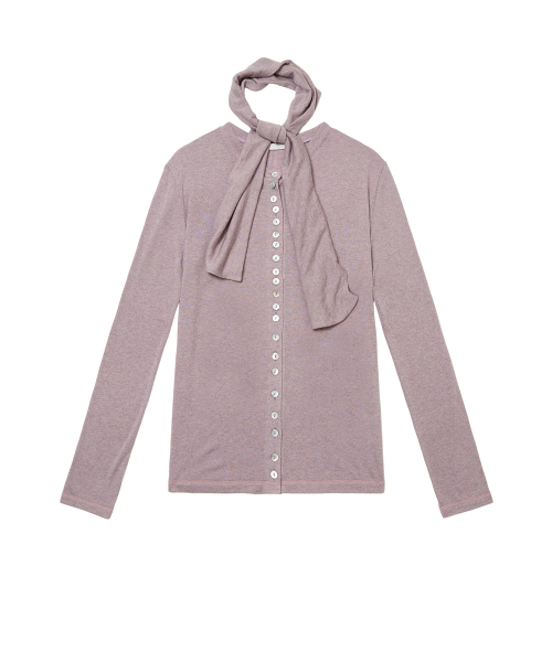 SEEN（シーン）の「MANY BUTTONS SCARF CARDIGAN (Purple)（カーディガン/ボレロ・レディース・その他・OS）」の2枚目の写真