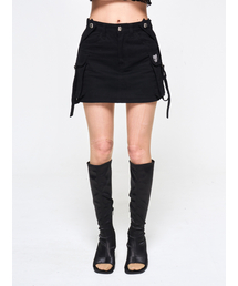 CROSS STRAP CARGO SKIRT BLACK