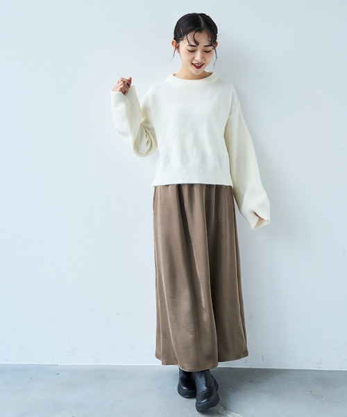 mil(ミル)の「サテン Aラインロングスカート【585148】(スカート・レディース・ブラウン/チャコールグレー/ライトベージュ・XS/S)」の2枚目の写真
