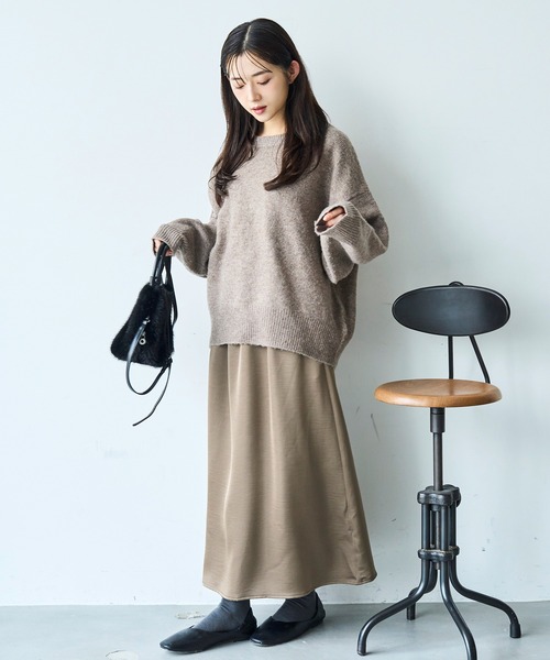 mil(ミル)の「サテン Aラインロングスカート【585148】(スカート・レディース・ブラウン/チャコールグレー/ライトベージュ・XS/S)」の7枚目の写真