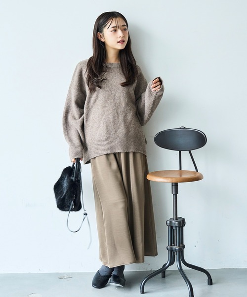 mil(ミル)の「サテン Aラインロングスカート【585148】(スカート・レディース・ブラウン/チャコールグレー/ライトベージュ・XS/S)」の8枚目の写真