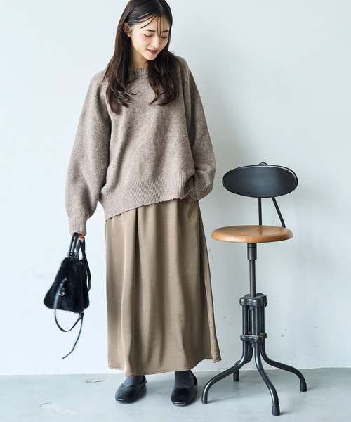 mil(ミル)の「サテン Aラインロングスカート【585148】(スカート・レディース・ブラウン/チャコールグレー/ライトベージュ・XS/S)」の10枚目の写真