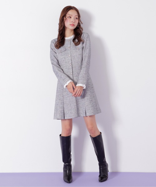 JILL by JILL STUART(ジルバイジルスチュアート)の「◇ツィードミニワンピース(ワンピース・レディース・ブラック/ネイビー・SMALL/MEDIUM)」の9枚目の写真