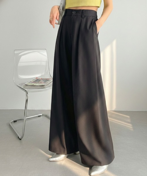 mily bilet（ミウィビレット）の「【mily bilet】きちんと見えと快適さを両立♪ 2タックワイドシルエットスラックス（スラックス・レディース・グレー/ブラック・X-LARGE/SMALL/MEDIUM/LARGE）」の2枚目の写真