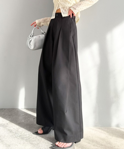 mily bilet（ミウィビレット）の「【mily bilet】きちんと見えと快適さを両立♪ 2タックワイドシルエットスラックス（スラックス・レディース・グレー/ブラック・X-LARGE/SMALL/MEDIUM/LARGE）」の3枚目の写真