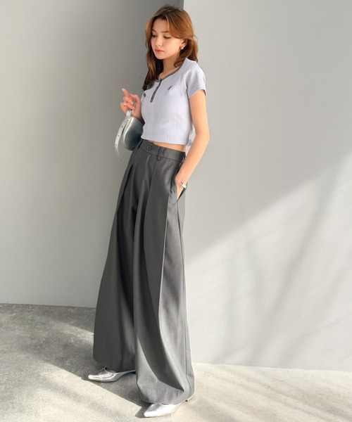 mily bilet（ミウィビレット）の「【mily bilet】きちんと見えと快適さを両立♪ 2タックワイドシルエットスラックス（スラックス・レディース・グレー/ブラック・X-LARGE/SMALL/MEDIUM/LARGE）」の8枚目の写真