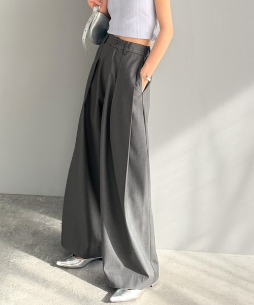mily bilet（ミウィビレット）の「【mily bilet】きちんと見えと快適さを両立♪ 2タックワイドシルエットスラックス（スラックス・レディース・グレー/ブラック・X-LARGE/SMALL/MEDIUM/LARGE）」の9枚目の写真