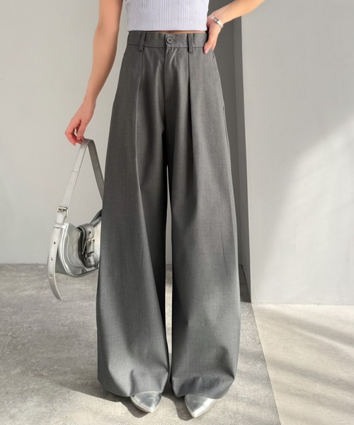 mily bilet（ミウィビレット）の「【mily bilet】きちんと見えと快適さを両立♪ 2タックワイドシルエットスラックス（スラックス・レディース・グレー/ブラック・X-LARGE/SMALL/MEDIUM/LARGE）」の10枚目の写真