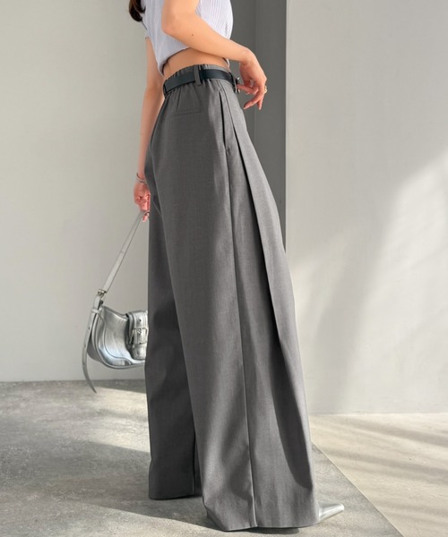 mily bilet（ミウィビレット）の「【mily bilet】きちんと見えと快適さを両立♪ 2タックワイドシルエットスラックス（スラックス・レディース・グレー/ブラック・X-LARGE/SMALL/MEDIUM/LARGE）」の12枚目の写真