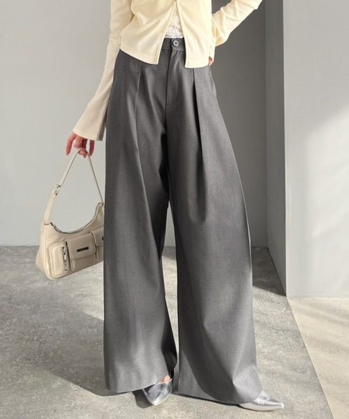 mily bilet（ミウィビレット）の「【mily bilet】きちんと見えと快適さを両立♪ 2タックワイドシルエットスラックス（スラックス・レディース・グレー/ブラック・X-LARGE/SMALL/MEDIUM/LARGE）」の15枚目の写真