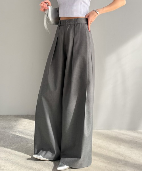 mily bilet（ミウィビレット）の「【mily bilet】きちんと見えと快適さを両立♪ 2タックワイドシルエットスラックス（スラックス・レディース・グレー/ブラック・X-LARGE/SMALL/MEDIUM/LARGE）」の19枚目の写真