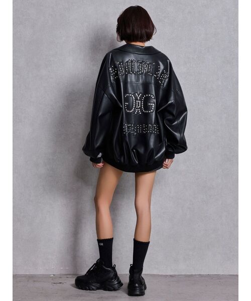 GYDA(ジェイダ)の「bijou Symmetry GYDAフェイクレザーBIGブルゾン(ブルゾン・レディース・ピンク/ブラック/オフホワイト・FREE)」の17枚目の写真