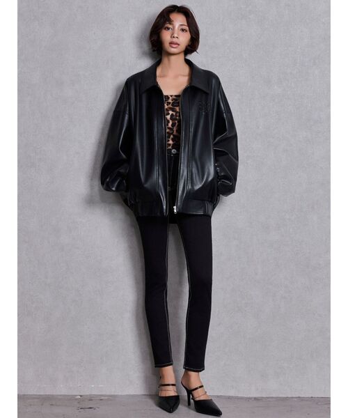 GYDA(ジェイダ)の「bijou Symmetry GYDAフェイクレザーBIGブルゾン(ブルゾン・レディース・ピンク/ブラック/オフホワイト・FREE)」の18枚目の写真