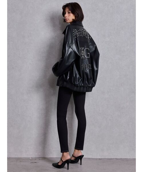 GYDA(ジェイダ)の「bijou Symmetry GYDAフェイクレザーBIGブルゾン(ブルゾン・レディース・ピンク/ブラック/オフホワイト・FREE)」の19枚目の写真