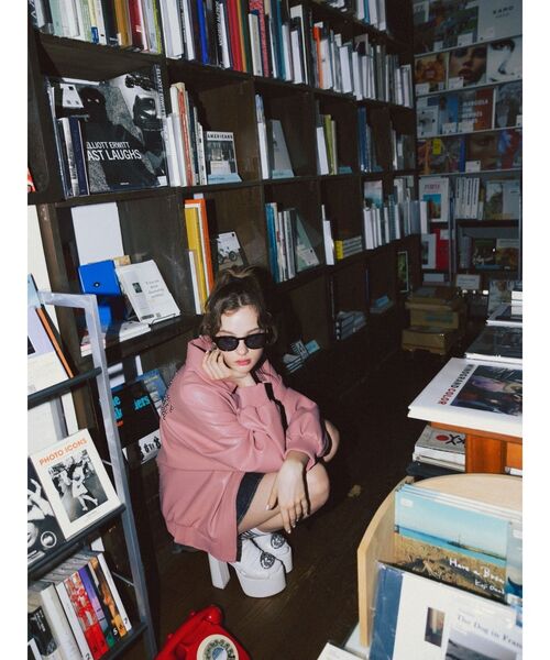 GYDA(ジェイダ)の「bijou Symmetry GYDAフェイクレザーBIGブルゾン(ブルゾン・レディース・ピンク/ブラック/オフホワイト・FREE)」の22枚目の写真