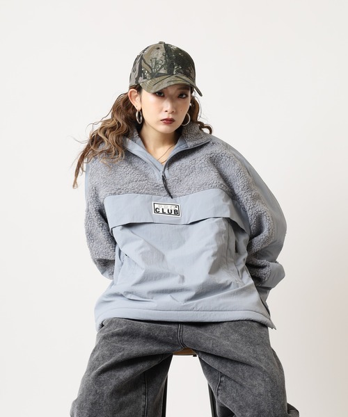 PRO CLUB (プロクラブ)の「PRO CLUB ハーフジップボアジャケット(ブルゾン・メンズ・ブラック/シルバー・2XL/XL/L/M/S/3XL)」の5枚目の写真