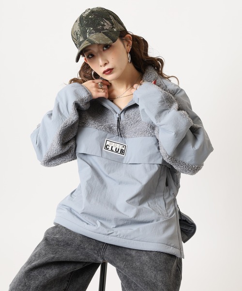 PRO CLUB (プロクラブ)の「PRO CLUB ハーフジップボアジャケット(ブルゾン・メンズ・ブラック/シルバー・2XL/XL/L/M/S/3XL)」の6枚目の写真