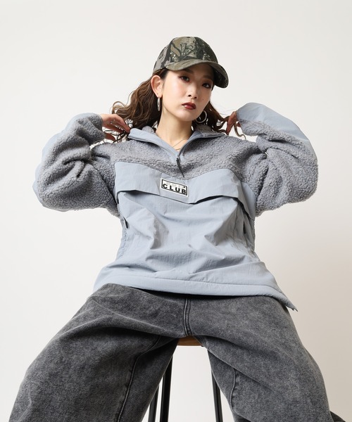 PRO CLUB (プロクラブ)の「PRO CLUB ハーフジップボアジャケット(ブルゾン・メンズ・ブラック/シルバー・2XL/XL/L/M/S/3XL)」の7枚目の写真
