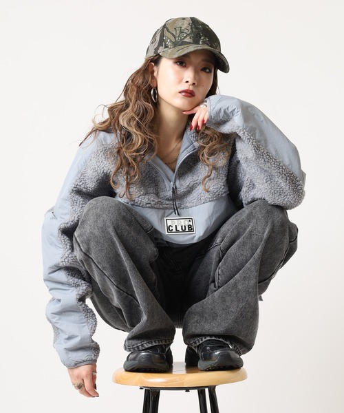 PRO CLUB (プロクラブ)の「PRO CLUB ハーフジップボアジャケット(ブルゾン・メンズ・ブラック/シルバー・2XL/XL/L/M/S/3XL)」の3枚目の写真