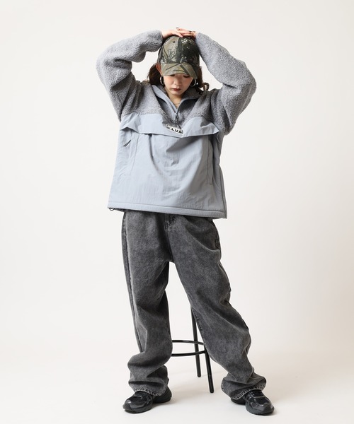 PRO CLUB (プロクラブ)の「PRO CLUB ハーフジップボアジャケット(ブルゾン・メンズ・ブラック/シルバー・2XL/XL/L/M/S/3XL)」の11枚目の写真