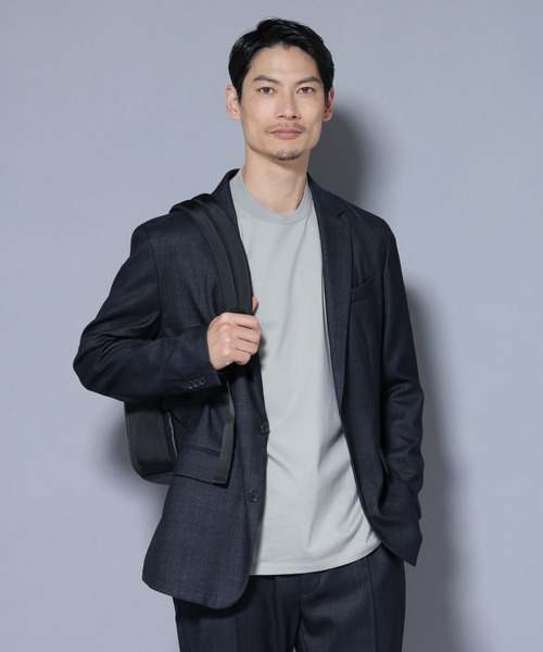 NANO universe（ナノユニバース）の「ジャケT(R) クルーネック 長袖（Tシャツ/カットソー・メンズ・グレー/ブラック/ホワイト・S/M/L/XL）」の3枚目の写真