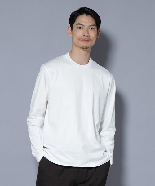 NANO universe（ナノユニバース）の「ジャケT(R) クルーネック 長袖（Tシャツ/カットソー・メンズ・グレー/ブラック/ホワイト・S/M/L/XL）」の11枚目の写真