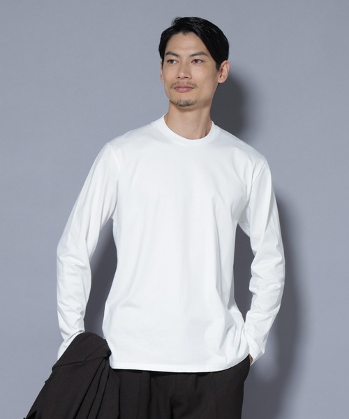 NANO universe（ナノユニバース）の「ジャケT(R) クルーネック 長袖（Tシャツ/カットソー・メンズ・グレー/ブラック/ホワイト・S/M/L/XL）」の12枚目の写真