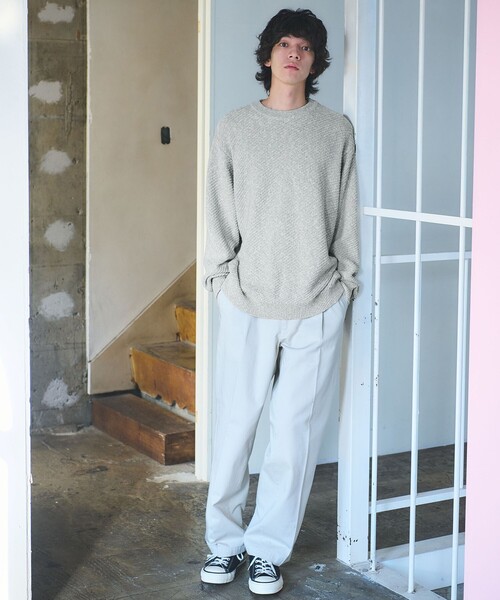 green label relaxing(グリーンレーベルリラクシング)の「ミックスカラー クルーネック ニット(ニット/セーター・メンズ・ライム/オレンジ/ネイビー・M/S/L/XL)」の4枚目の写真