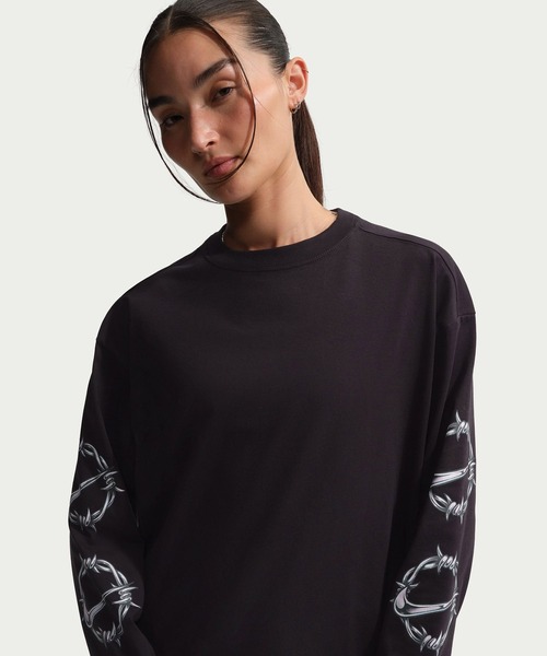 NIKE（ナイキ）の「NIKE AS W NSW CLASSIC LS TEE BRB CH / ナイキ ウィメンズ NSW クラシック BRB CH L/S Tシャツ 【SP】（Tシャツ/カットソー・レディース・ブラック・S/M/L）」の3枚目の写真