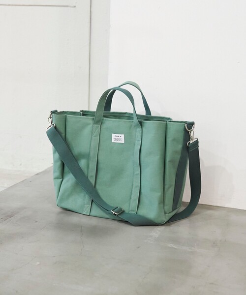 coen（コーエン）の「PVCキャンバストートバッグ（トートバッグ・メンズ・オフホワイト/ブラック/ライム・FREE）」の3枚目の写真