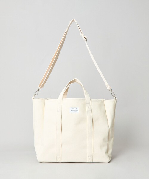 coen（コーエン）の「PVCキャンバストートバッグ（トートバッグ・メンズ・オフホワイト/ブラック/ライム・FREE）」の8枚目の写真