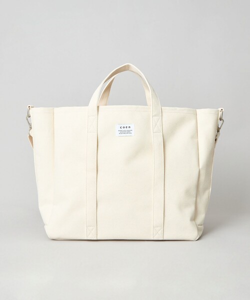 coen（コーエン）の「PVCキャンバストートバッグ（トートバッグ・メンズ・オフホワイト/ブラック/ライム・FREE）」の13枚目の写真