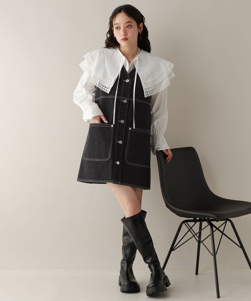 RAGEBLUE（レイジブルー）の「2WAY/カツラギデニムステッチミニワンピース/セットアップ対応（ワンピース・レディース・ピンク/ホワイト/ブラック・FREE）」の11枚目の写真