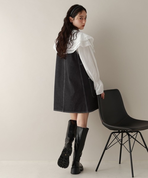 RAGEBLUE（レイジブルー）の「2WAY/カツラギデニムステッチミニワンピース/セットアップ対応（ワンピース・レディース・ピンク/ホワイト/ブラック・FREE）」の14枚目の写真