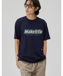 MAKEITTO（メイキット）の「[BORDER LOGO] CREW NECK TEE_NAVY（Tシャツ/カットソー）」