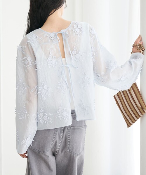 BEAUTY&YOUTH UNITED ARROWS（ビューティーアンドユースユナイテッドアローズ）の「セルロースナイロン エンブロイダリーシャツ 2WAY（シャツ/ブラウス・レディース・ブラック/ライトブルー/ライラック/オフホワイト・FREE）」の8枚目の写真