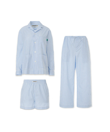 FRANKLY（フランクリー）の「スリーピースコットンストライプパジャマセットアップ、スカイブルー（ルームウェア/パジャマ）」
