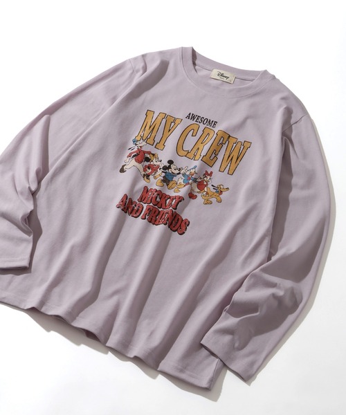 Disney(ディズニー)の「【Disney/ディズニー】ミッキー&フレンズ カレッジロゴ ロングスリーブTシャツ(Tシャツ/カットソー・レディース・ベージュ/スミクロ/オレンジ/パープル・L/M)」の20枚目の写真