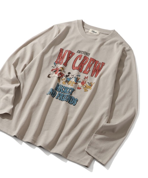 Disney(ディズニー)の「【Disney/ディズニー】ミッキー&フレンズ カレッジロゴ ロングスリーブTシャツ(Tシャツ/カットソー・レディース・ベージュ/スミクロ/オレンジ/パープル・L/M)」の18枚目の写真